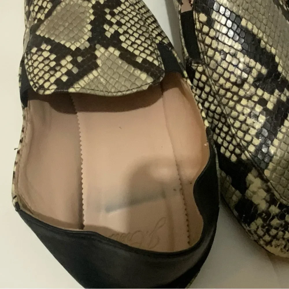J.Crew Women's Sz 9 Snakeskin Embossed Leather Convertible Mules Loafers